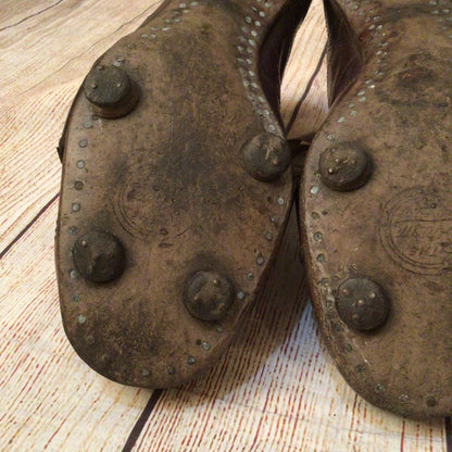Vintage 1940s Barbarian Brown Leather Football Boots w/Spare Laces