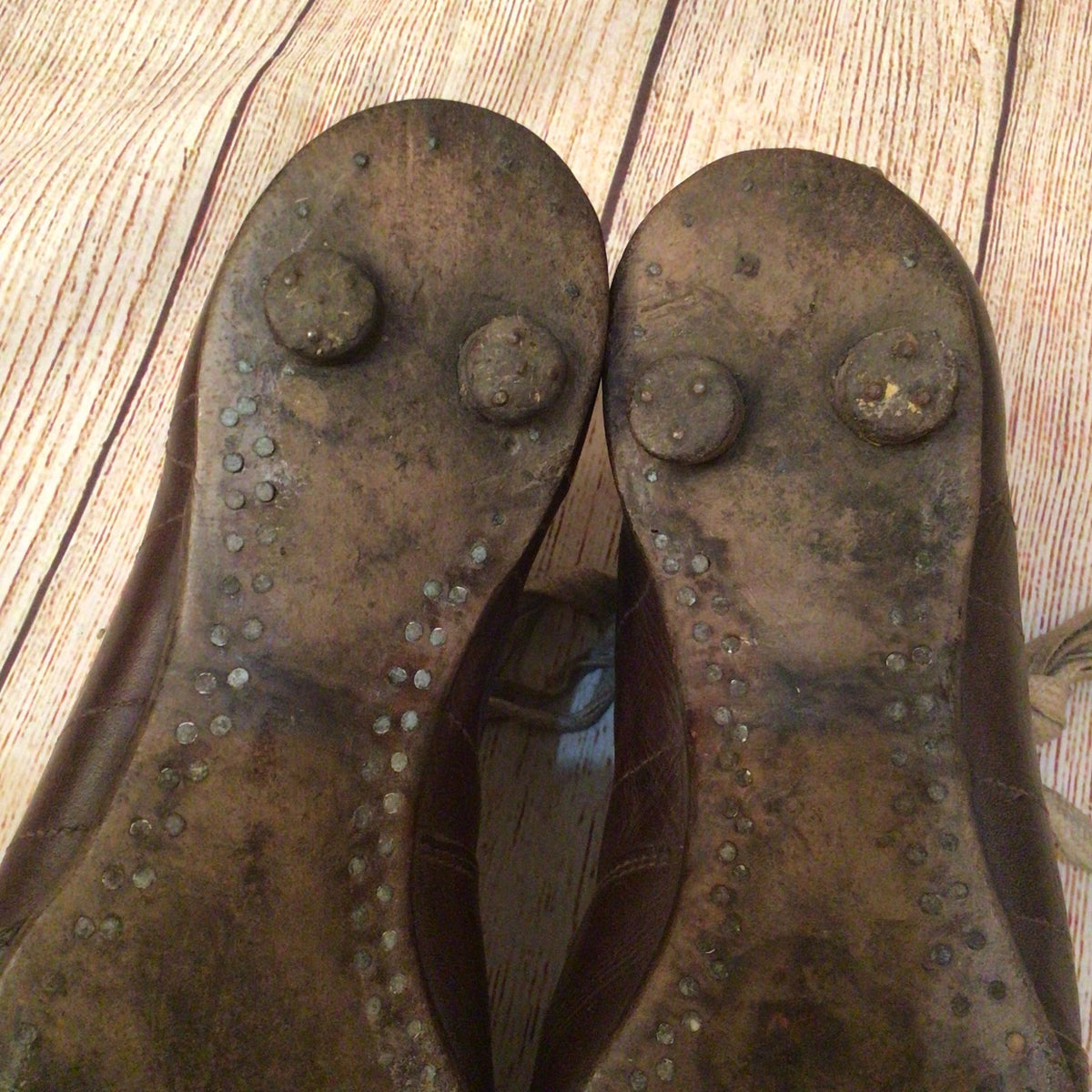 Vintage 1940s Barbarian Brown Leather Football Boots w/Spare Laces