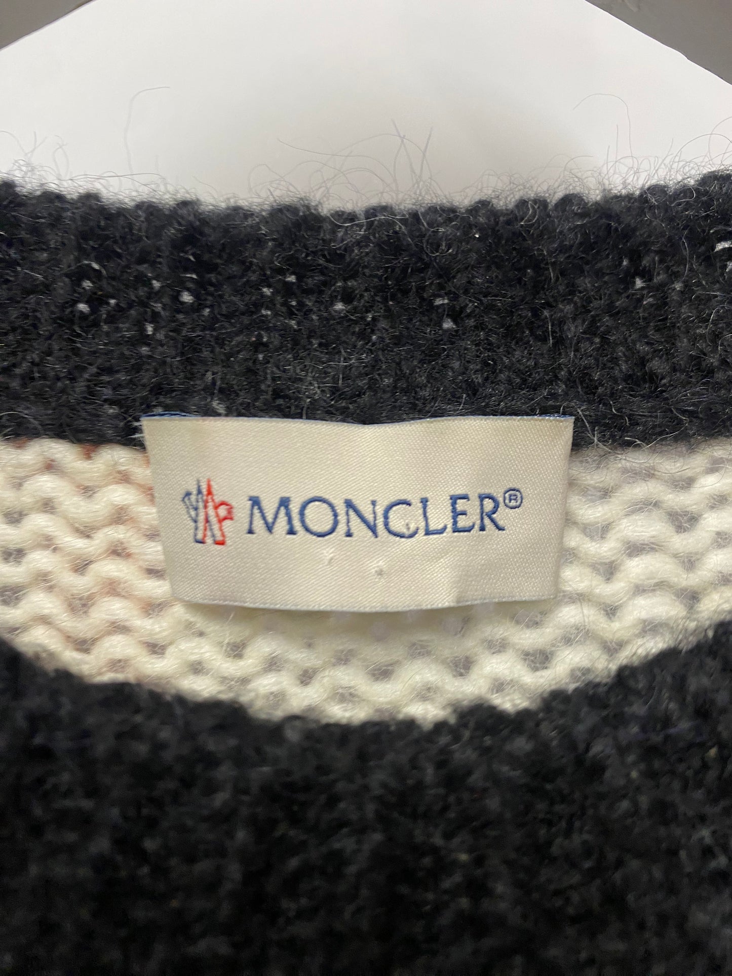 Moncler Red and Grey Alpaca Blend Pull Over Jumper Small