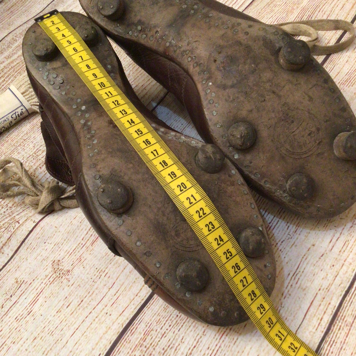 Vintage 1940s Barbarian Brown Leather Football Boots w/Spare Laces