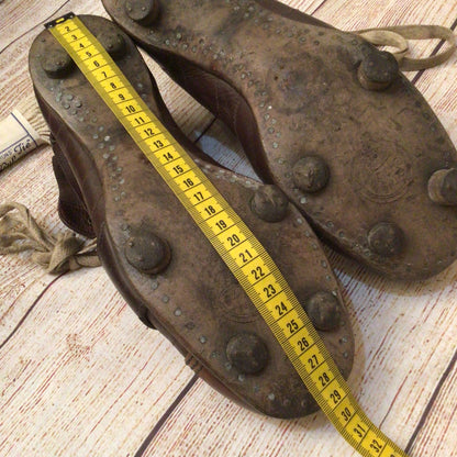 Vintage 1940s Barbarian Brown Leather Football Boots w/Spare Laces