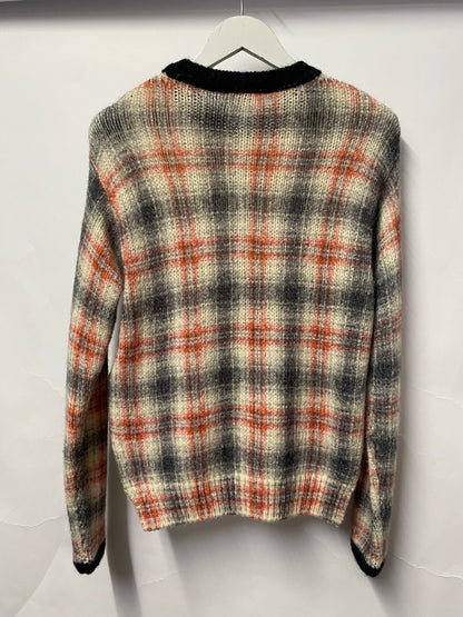 Moncler Red and Grey Alpaca Blend Pull Over Jumper Small