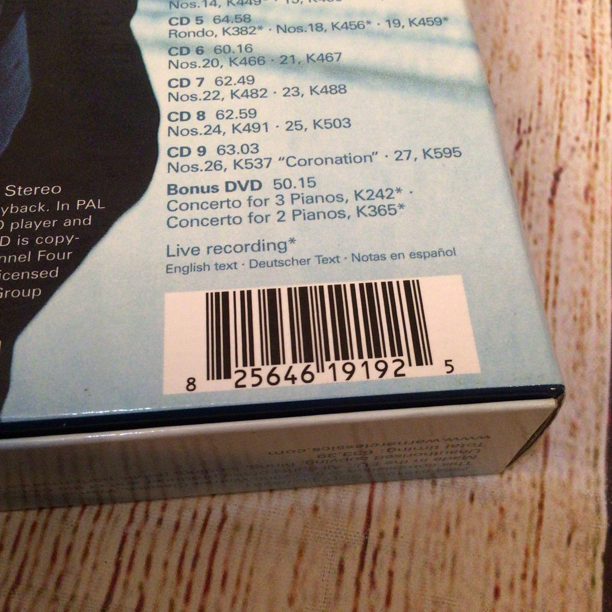 Barenboim: Mozart Piano Concertos 9xCDs, DVD Box Set, 825646191925