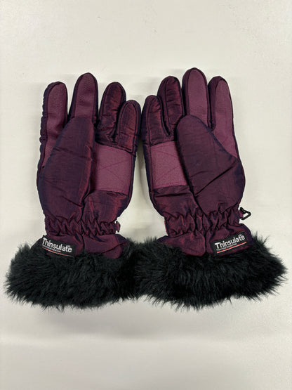 Rodeo Purple Thinsulate Faux Fur Ski Gloves XL/8