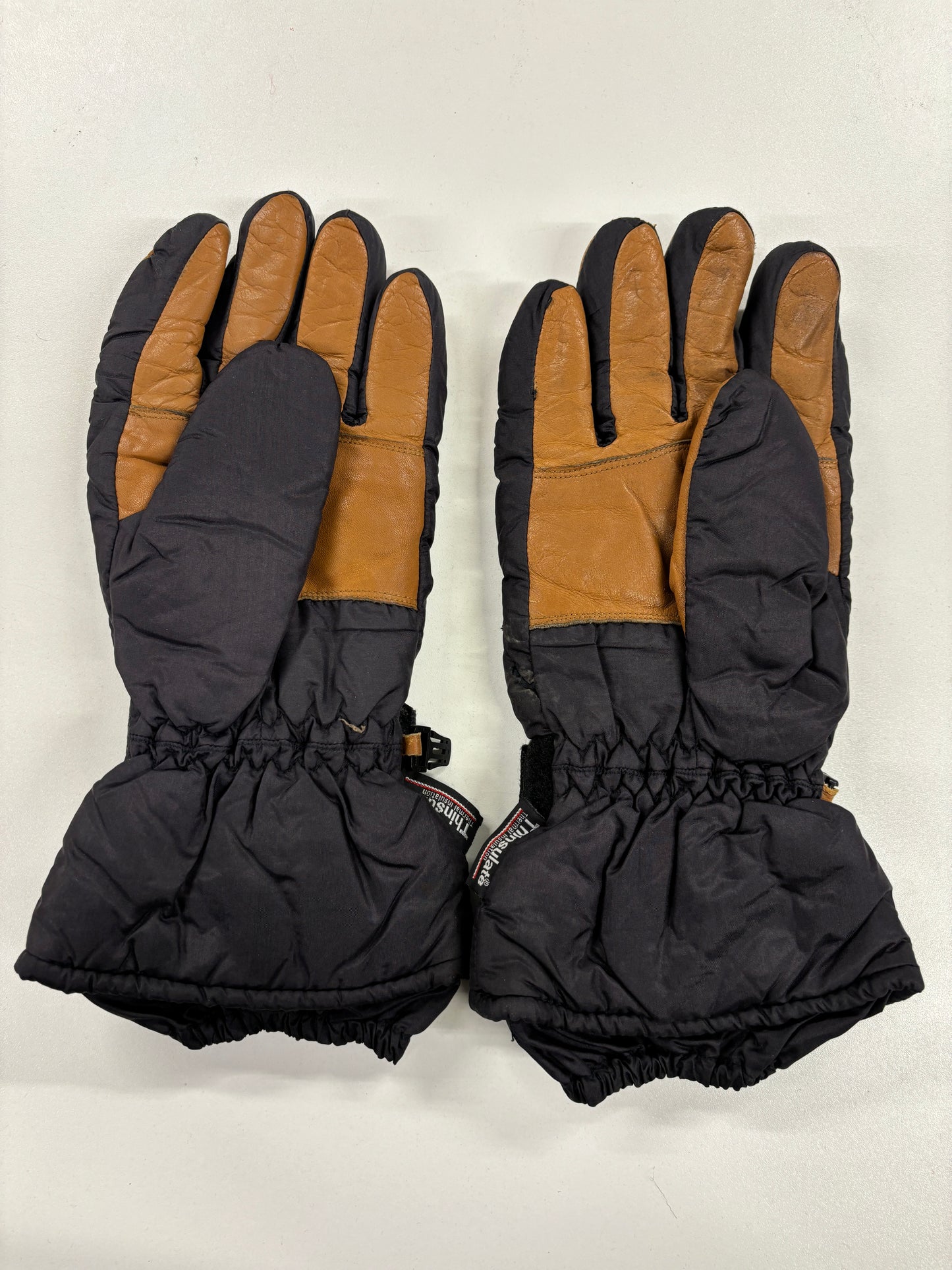 Rodeo Black and Tan Thinsulate Leather Palm Ski Gloves 9.5