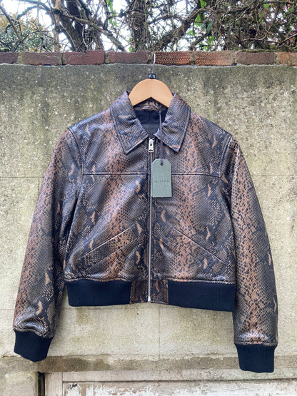 AllSaints Snake-Embossed Leather Jacket Size 12