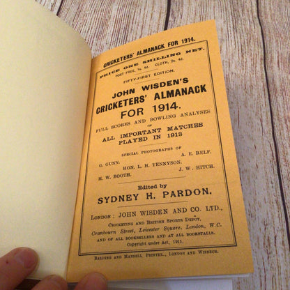 John Wisden's Cricketers' Almanack for 1914, Willows Reprint No. 187 of 500