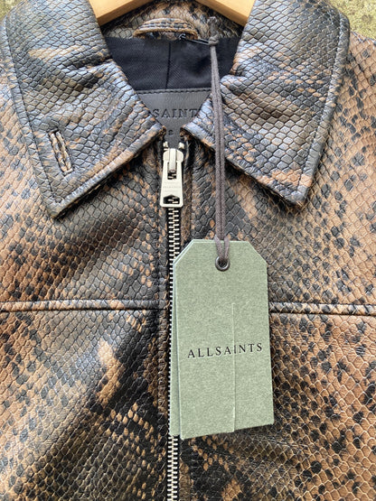 AllSaints Snake-Embossed Leather Jacket Size 12
