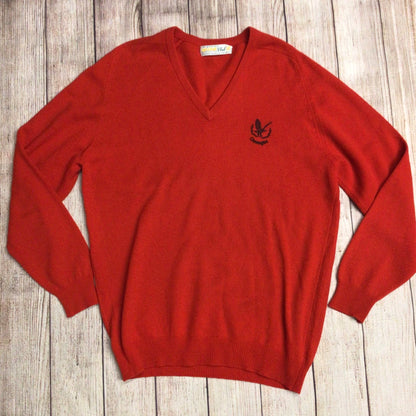 Lyle & Scott Gleneagles Red V Neck 100% Lambswool Jumper Size Ch 48" (approx.)