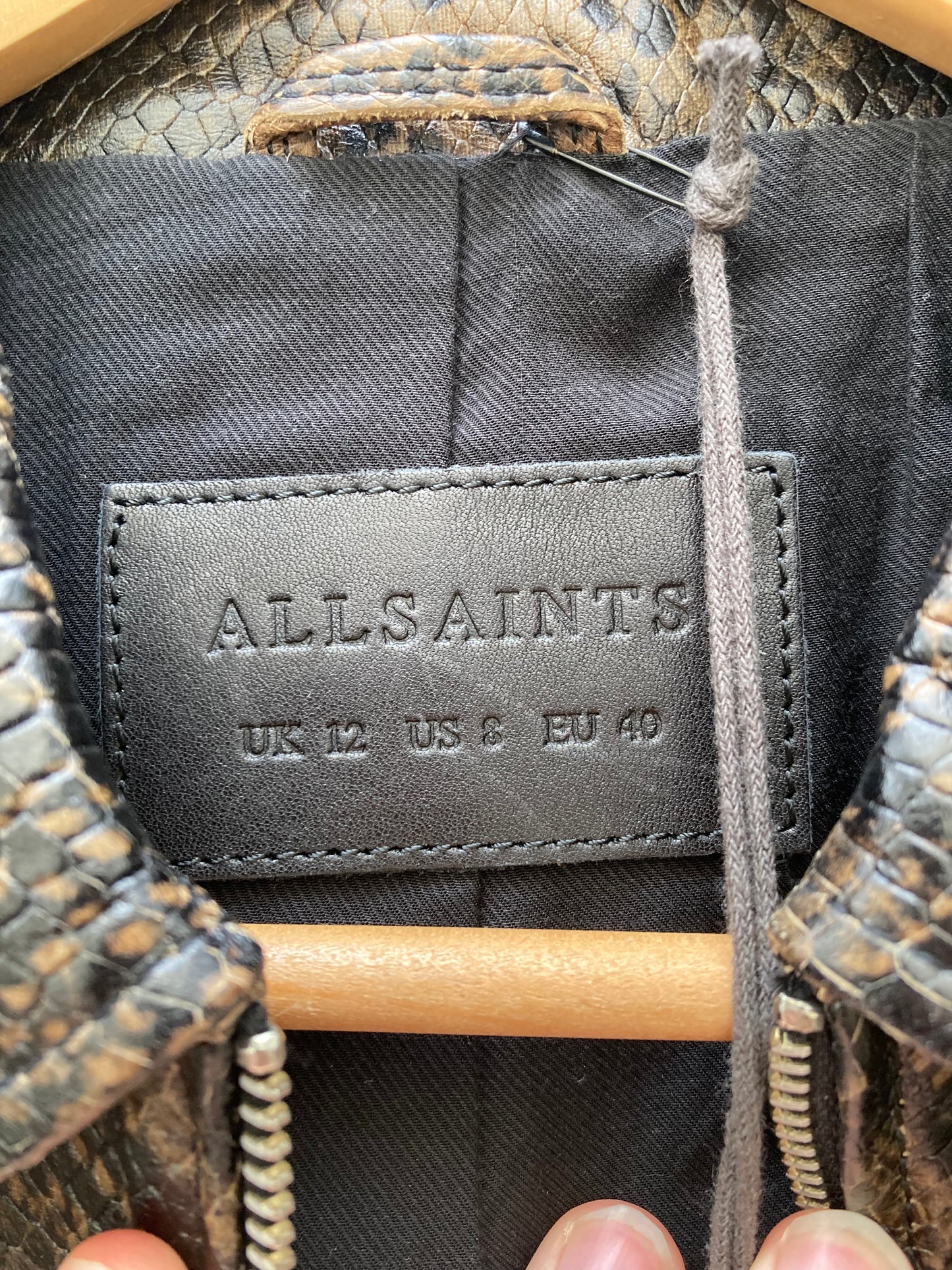 AllSaints Snake-Embossed Leather Jacket Size 12