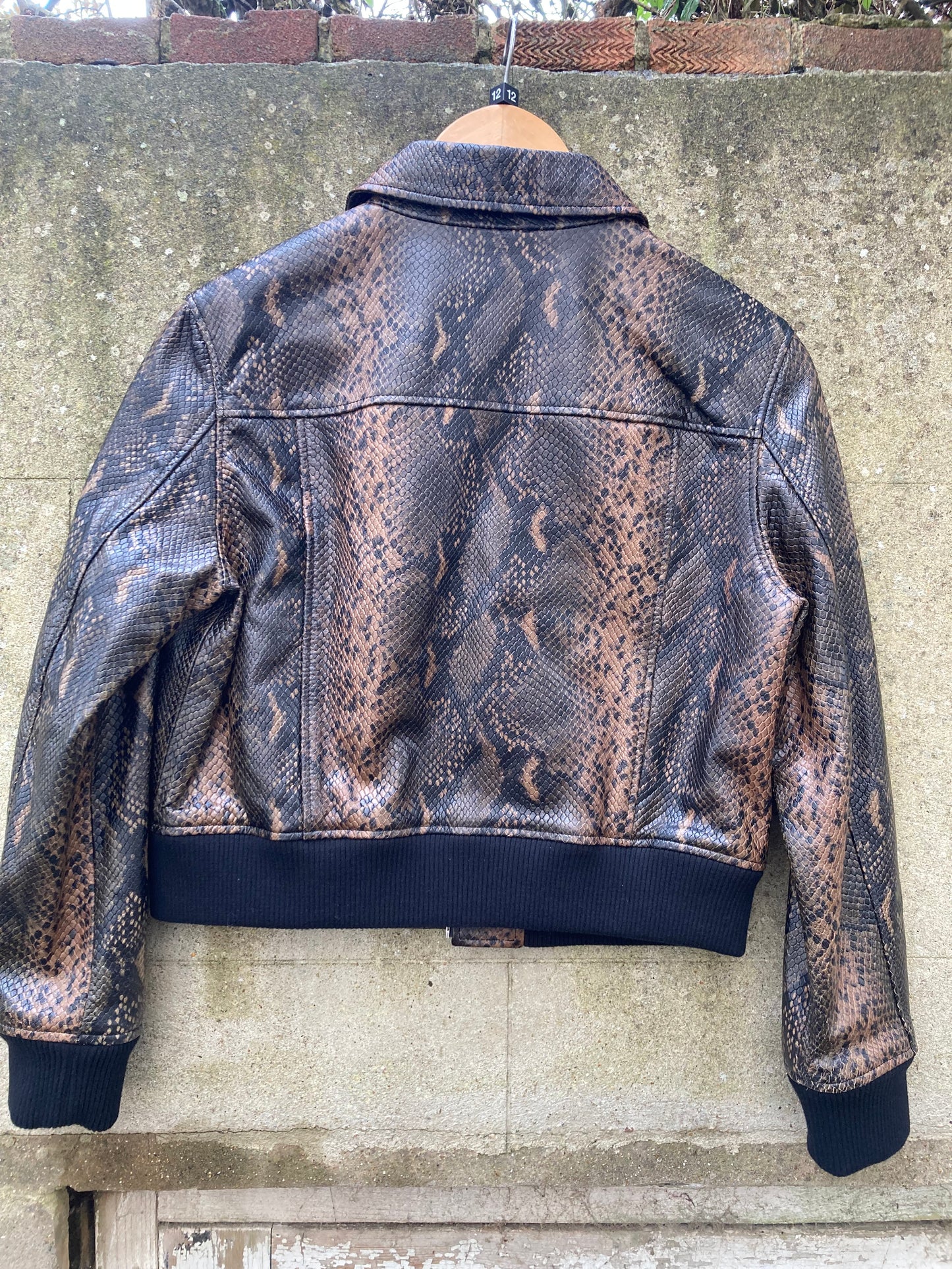 AllSaints Snake-Embossed Leather Jacket Size 12