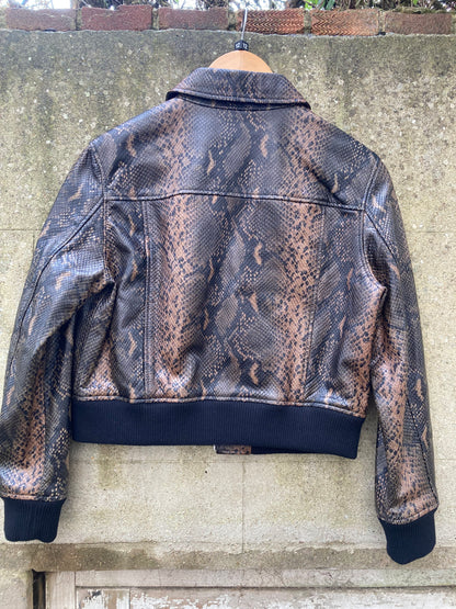 AllSaints Snake-Embossed Leather Jacket Size 12