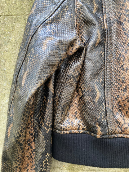 AllSaints Snake-Embossed Leather Jacket Size 12