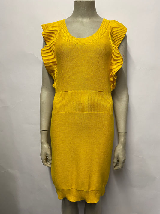 Sonia Rykel Yellow Cotton Knit Ruffle Dress 10