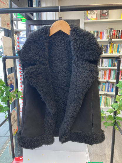 AllSaints Black Shearling Vest Size 4