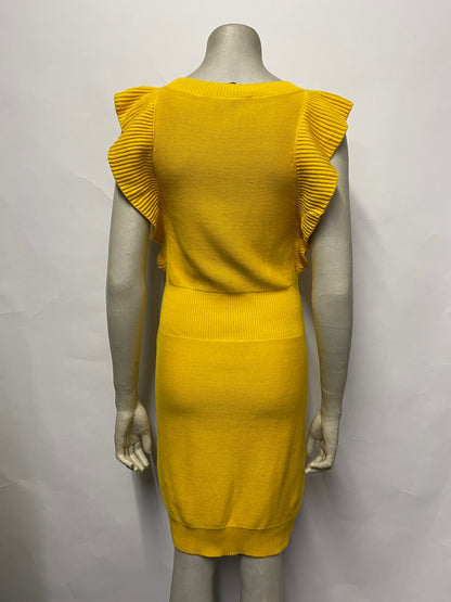 Sonia Rykel Yellow Cotton Knit Ruffle Dress 10