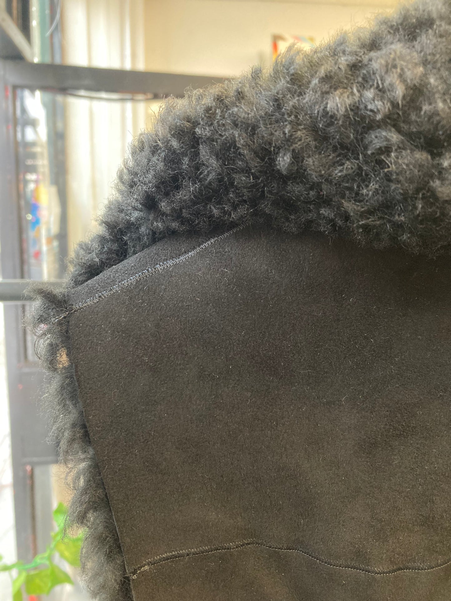 AllSaints Black Shearling Vest Size 4