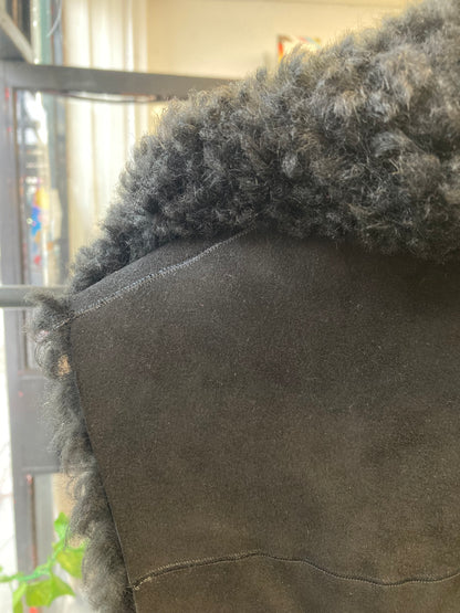AllSaints Black Shearling Vest Size 4