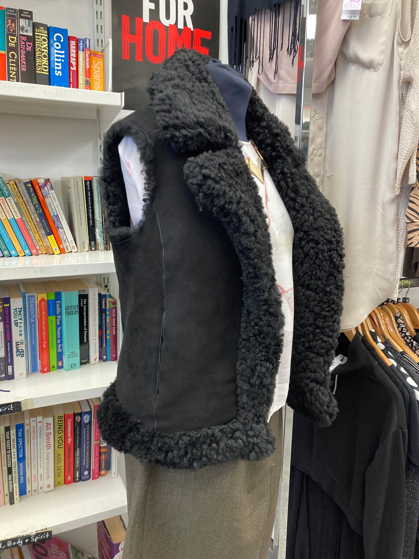 AllSaints Black Shearling Vest Size 4