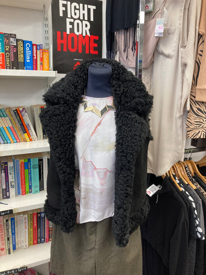 AllSaints Black Shearling Vest Size 4