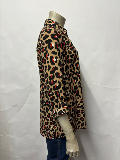 Anne Klein Beige Leopard Print Pull Over Blouse Small