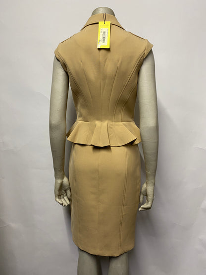 Karen Millen Camel Sleeveless Tailored Zip Dress 10 BNWT