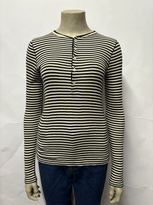 Ralph Lauren Black and White Striped Long Sleeve Top Small