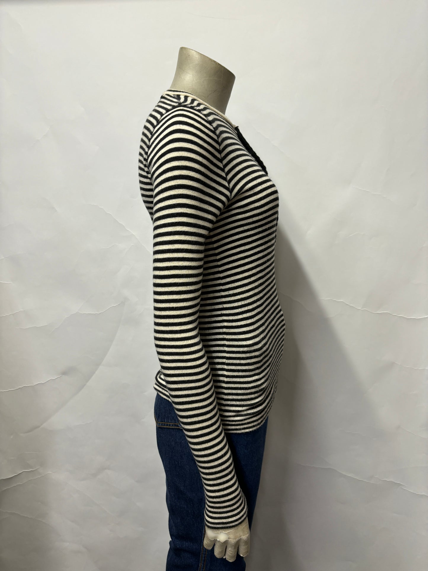 Ralph Lauren Black and White Striped Long Sleeve Top Small