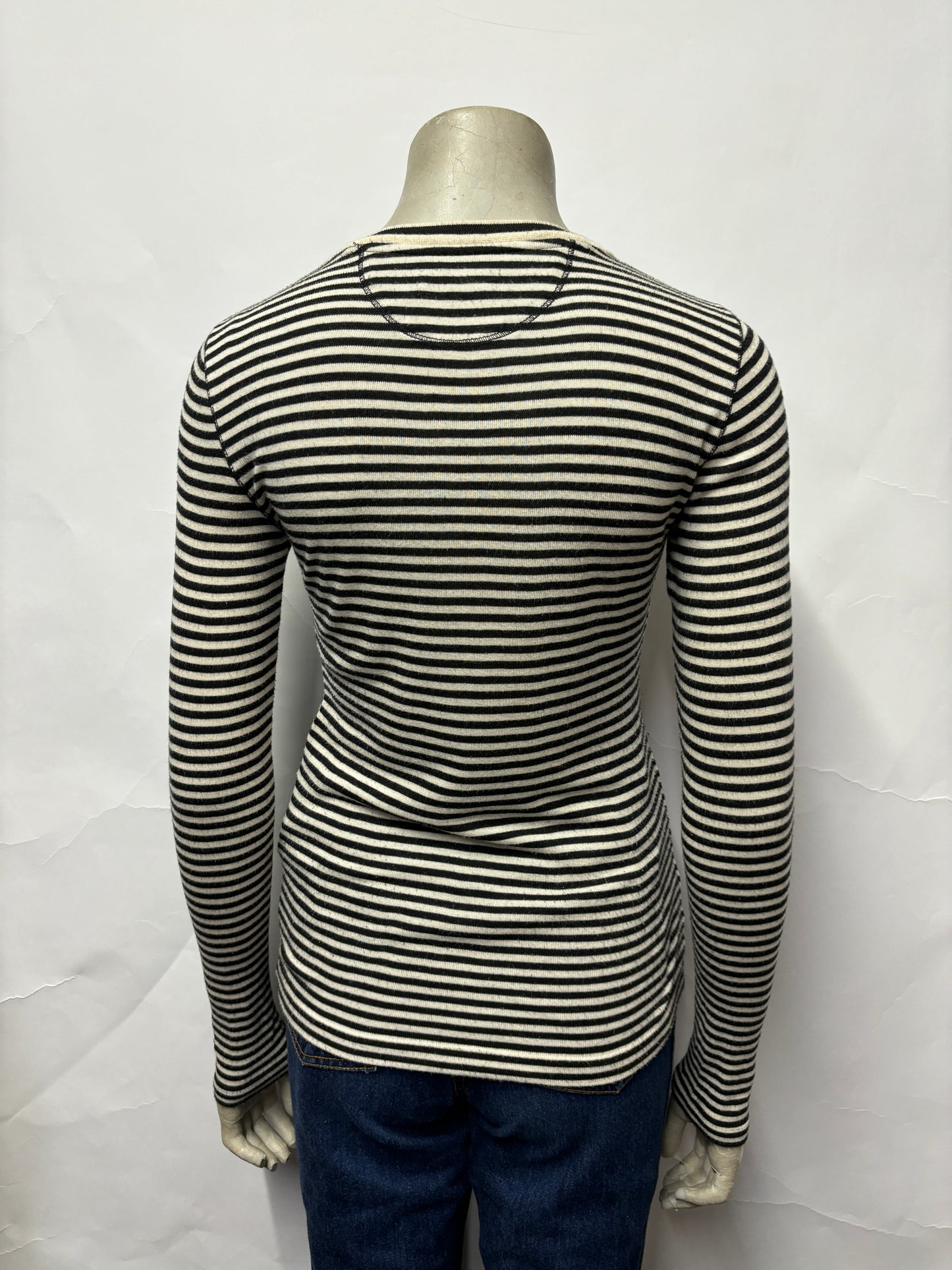 Ralph Lauren Black and White Striped Long Sleeve Top Small