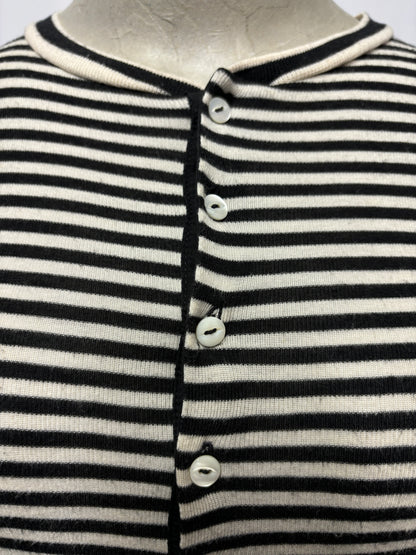 Ralph Lauren Black and White Striped Long Sleeve Top Small