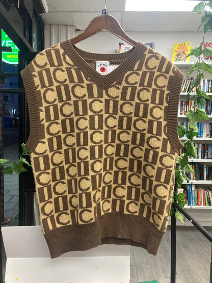 Ice Cream Brown Monogram Knitted Vest Size Medium