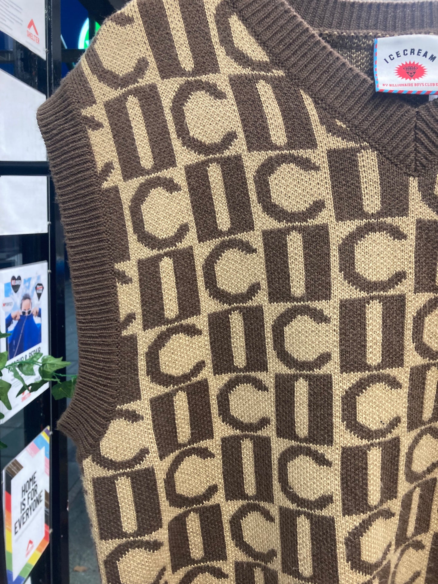 Ice Cream Brown Monogram Knitted Vest Size Medium