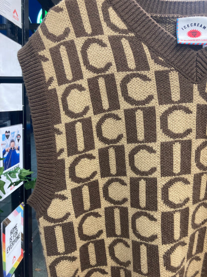 Ice Cream Brown Monogram Knitted Vest Size Medium