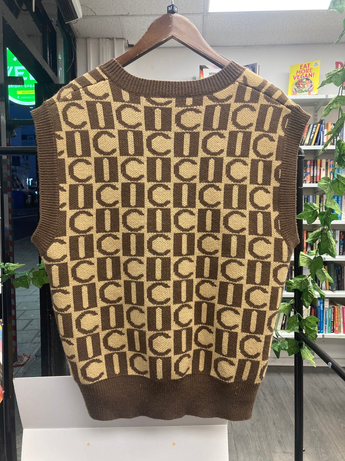 Ice Cream Brown Monogram Knitted Vest Size Medium