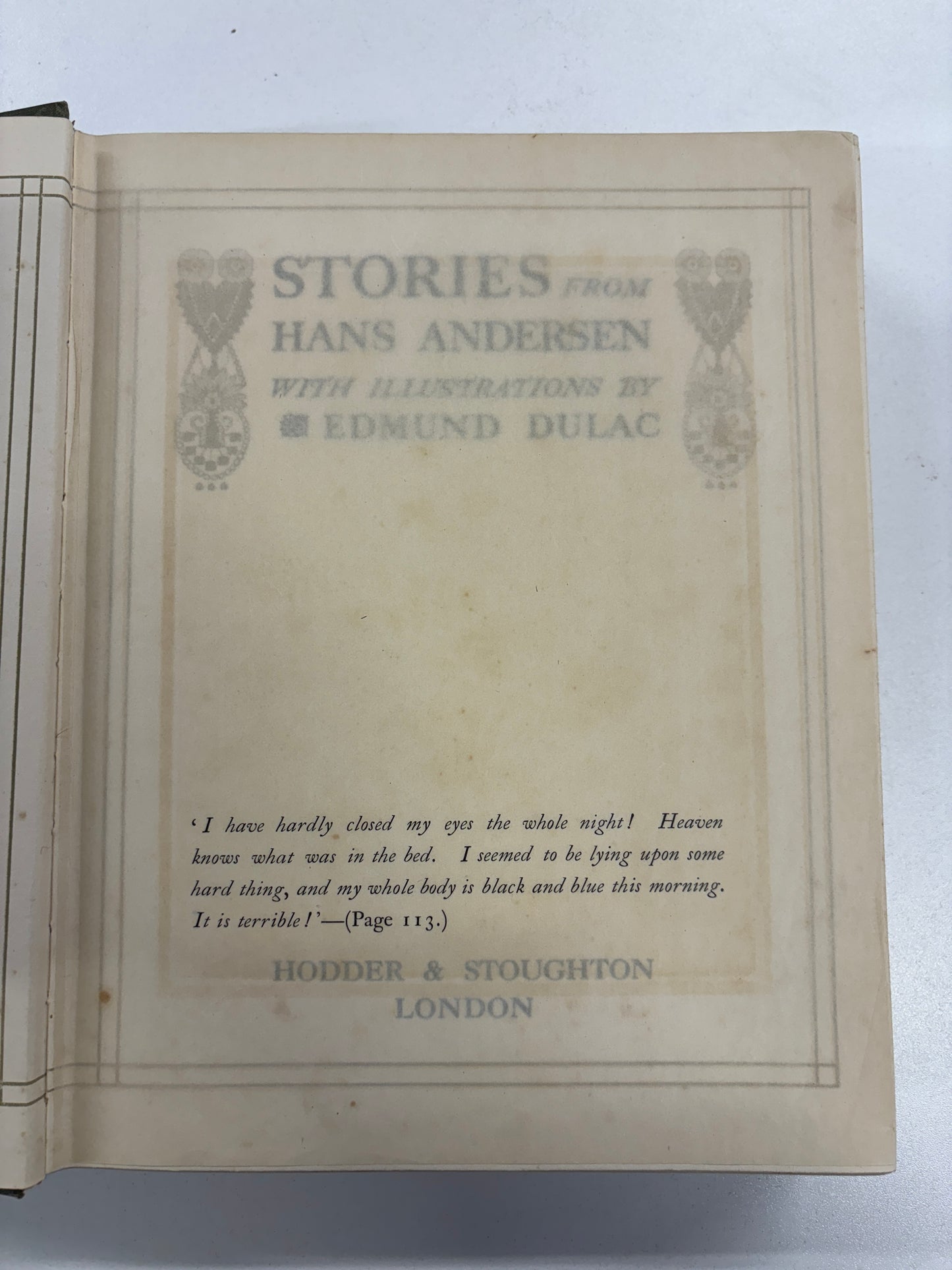 Stories From Hans Andersen With Illustrations by Edmund Dulac, Hans Andersen, Hodder & Stoughton, 1911 (First Edition)