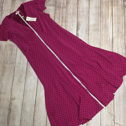 BNWT Country Casuals CC Raspberry Pink & Black Polka Dot Silk Dress Size 18