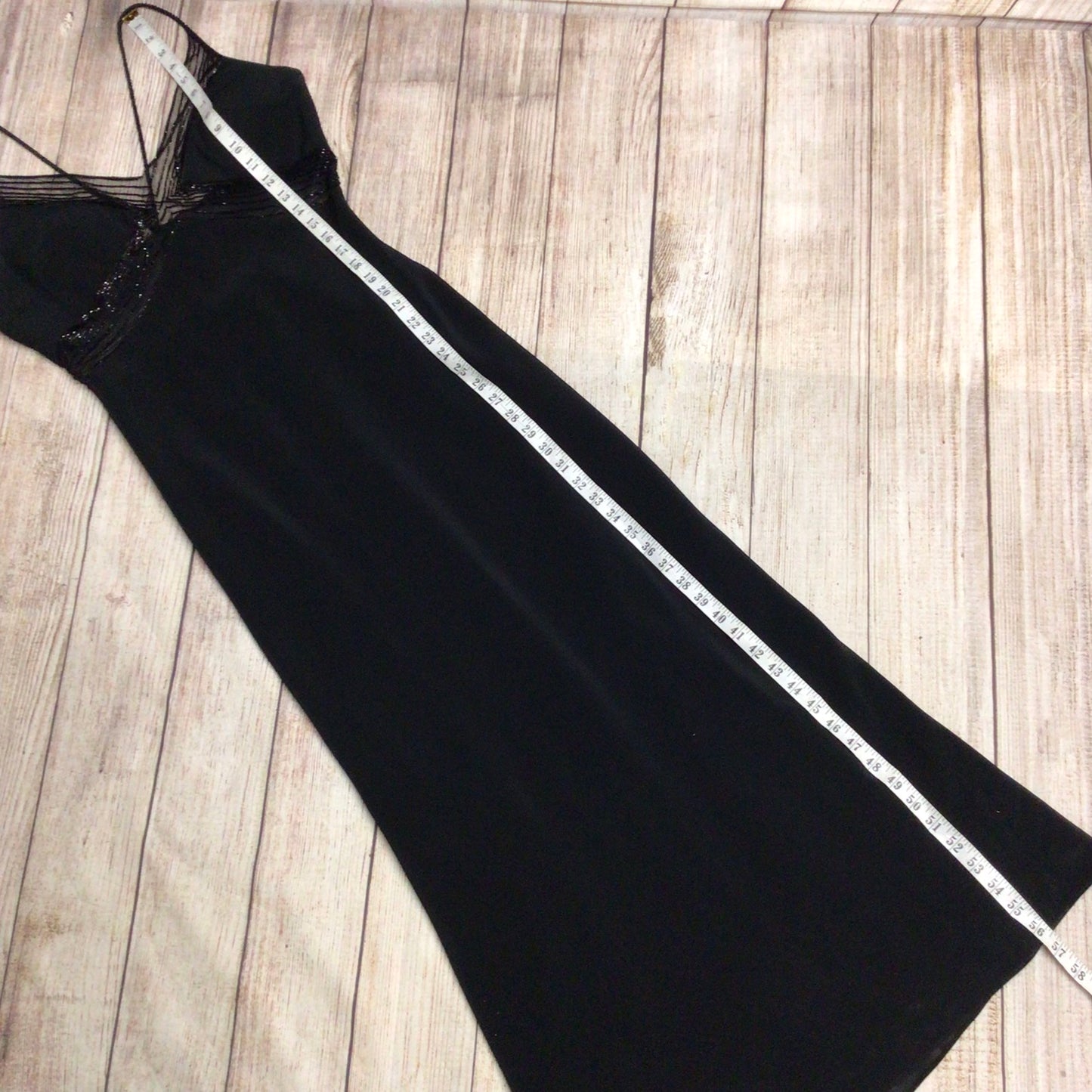 Fayazi Evening Black Long Dress w/Bead Detail Size 14