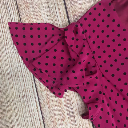 BNWT Country Casuals CC Raspberry Pink & Black Polka Dot Silk Dress Size 18