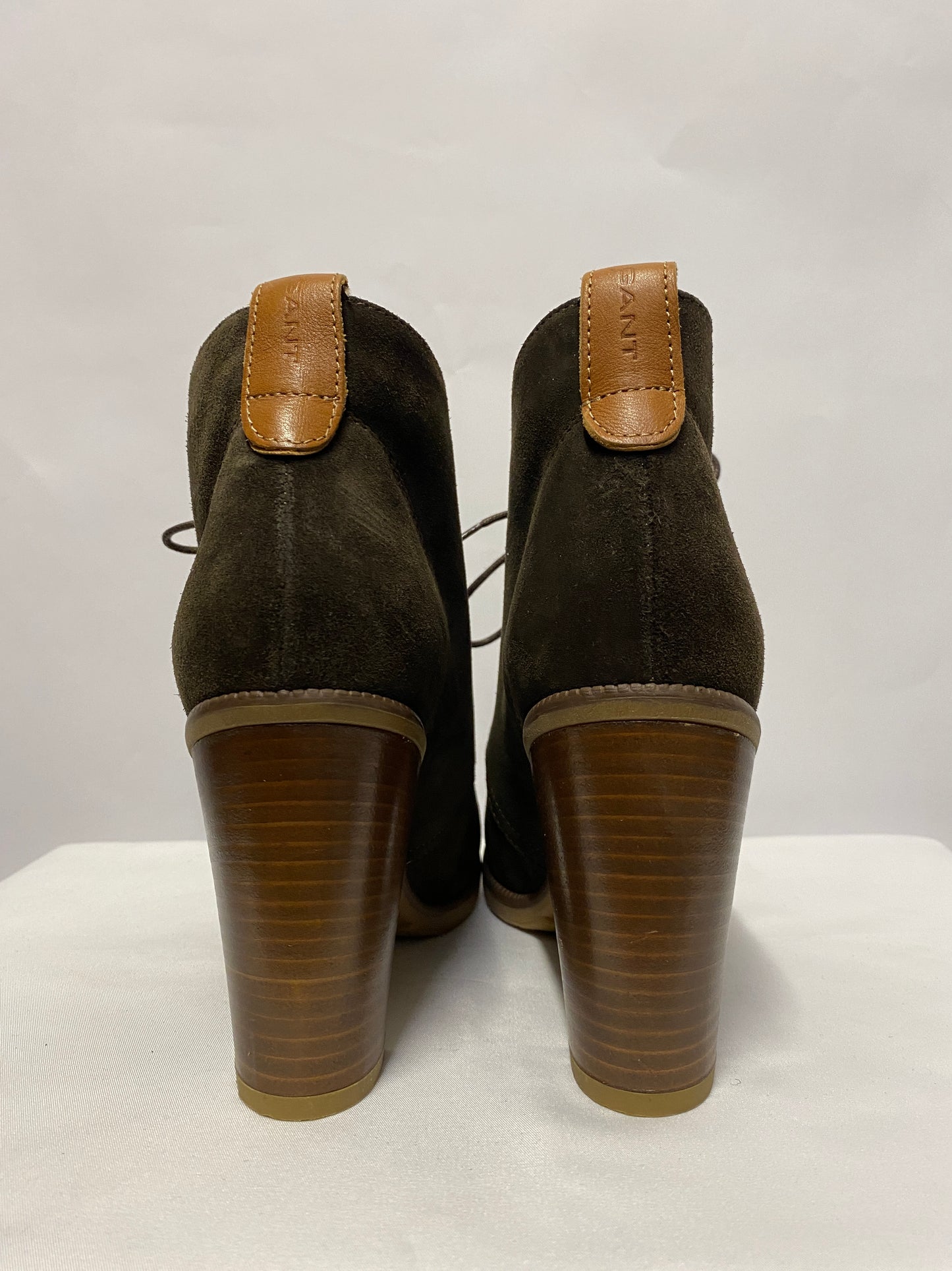 Gant Brown Suede Block Heel Lace Up Boots 5
