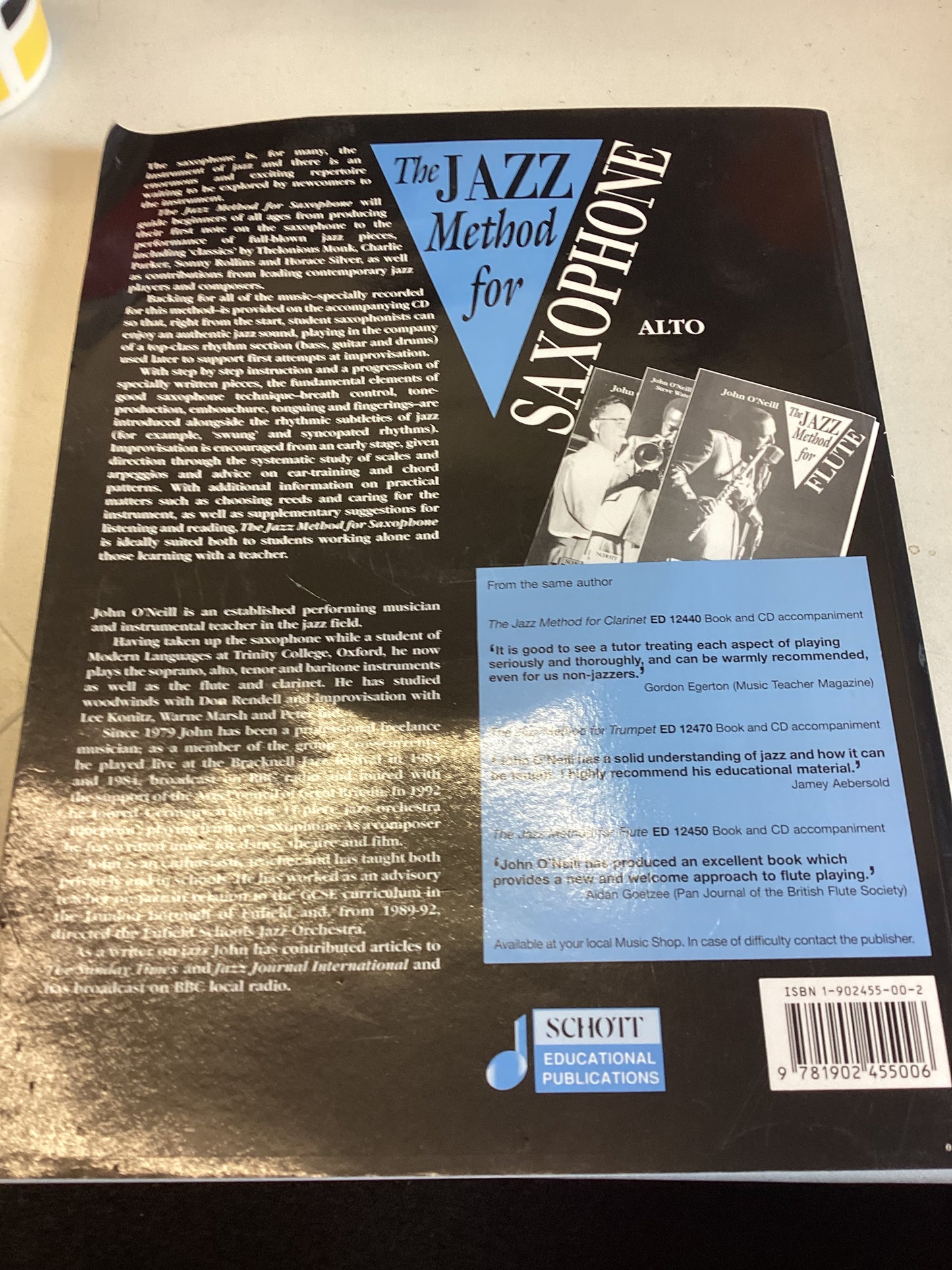 The Jazz Method For Saxophone Alto John O'Neill Includes CD