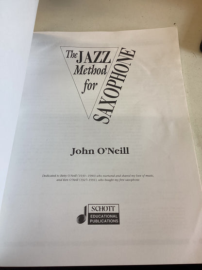 The Jazz Method For Saxophone Alto John O'Neill Includes CD
