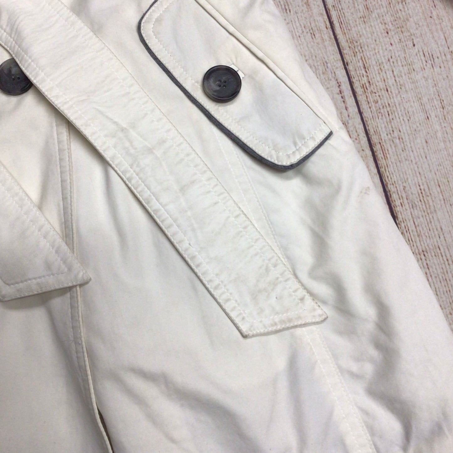 Jaeger Cream Trench Coat w/Removable Wool Inner Gilet Size L