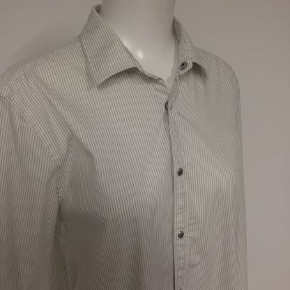 AX Armani Exchange White & Black Striped Slim Fit Shirt w/Poppers Size Ch40"