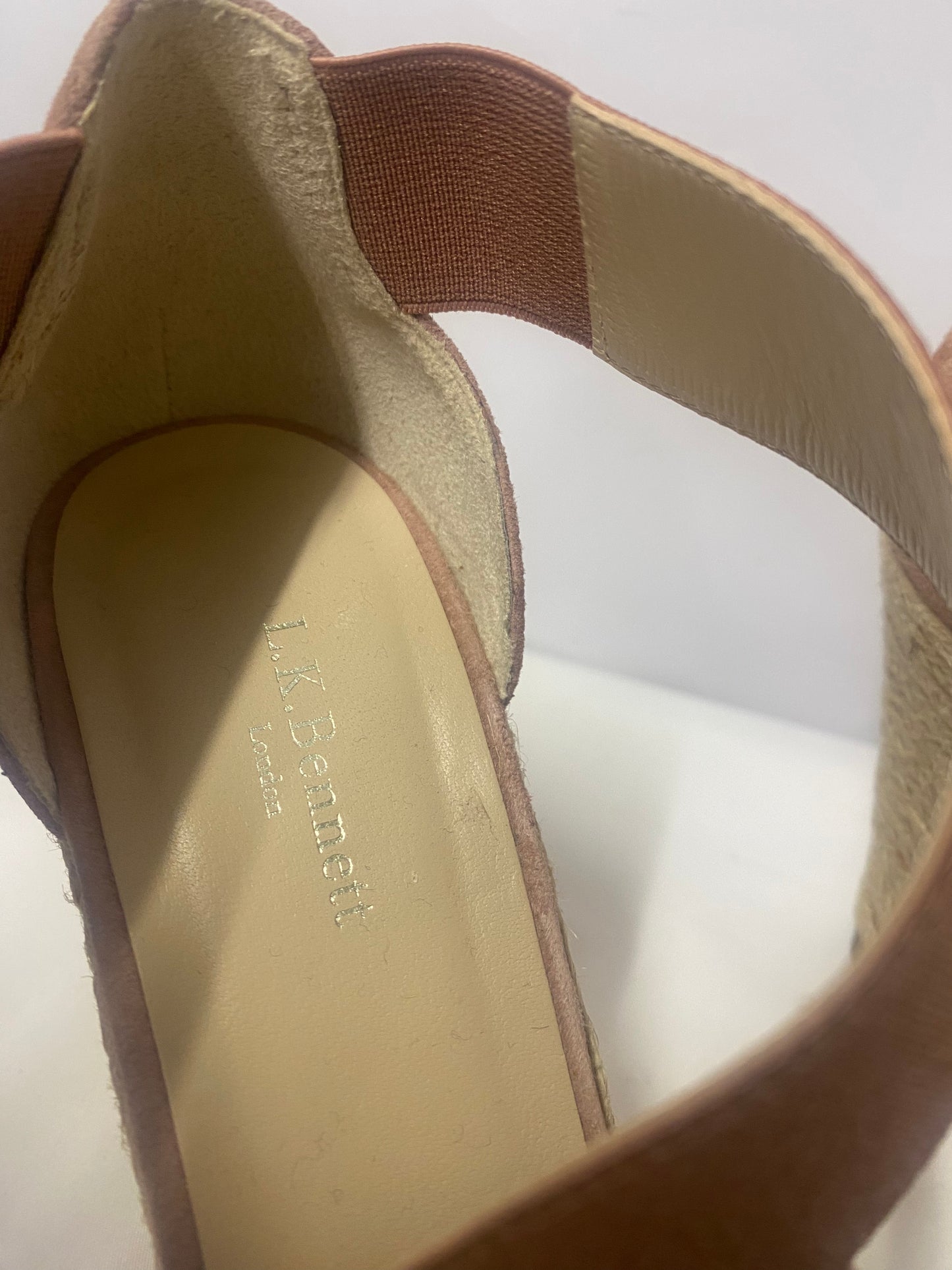 L.K.Bennett Pink Suede and Elasticated Wedge Sandal Heels 5.5