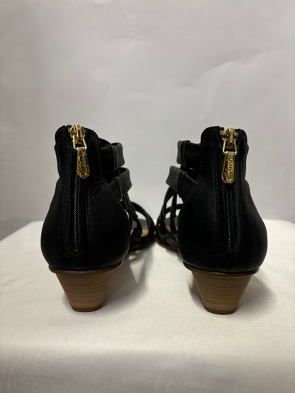 Clarks Black Leather Mena Strappy Sandal Heels  5.5 BNWB