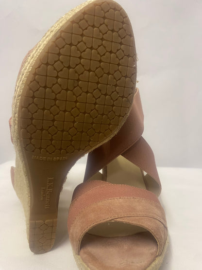 L.K.Bennett Pink Suede and Elasticated Wedge Sandal Heels 5.5