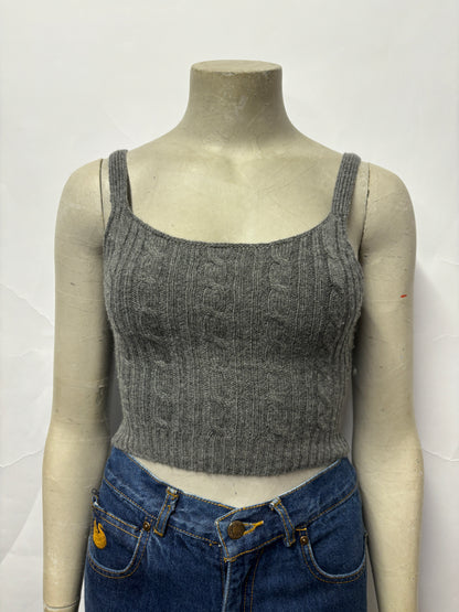 Izaak Azanei Grey Cable Knit Crop Vest Small