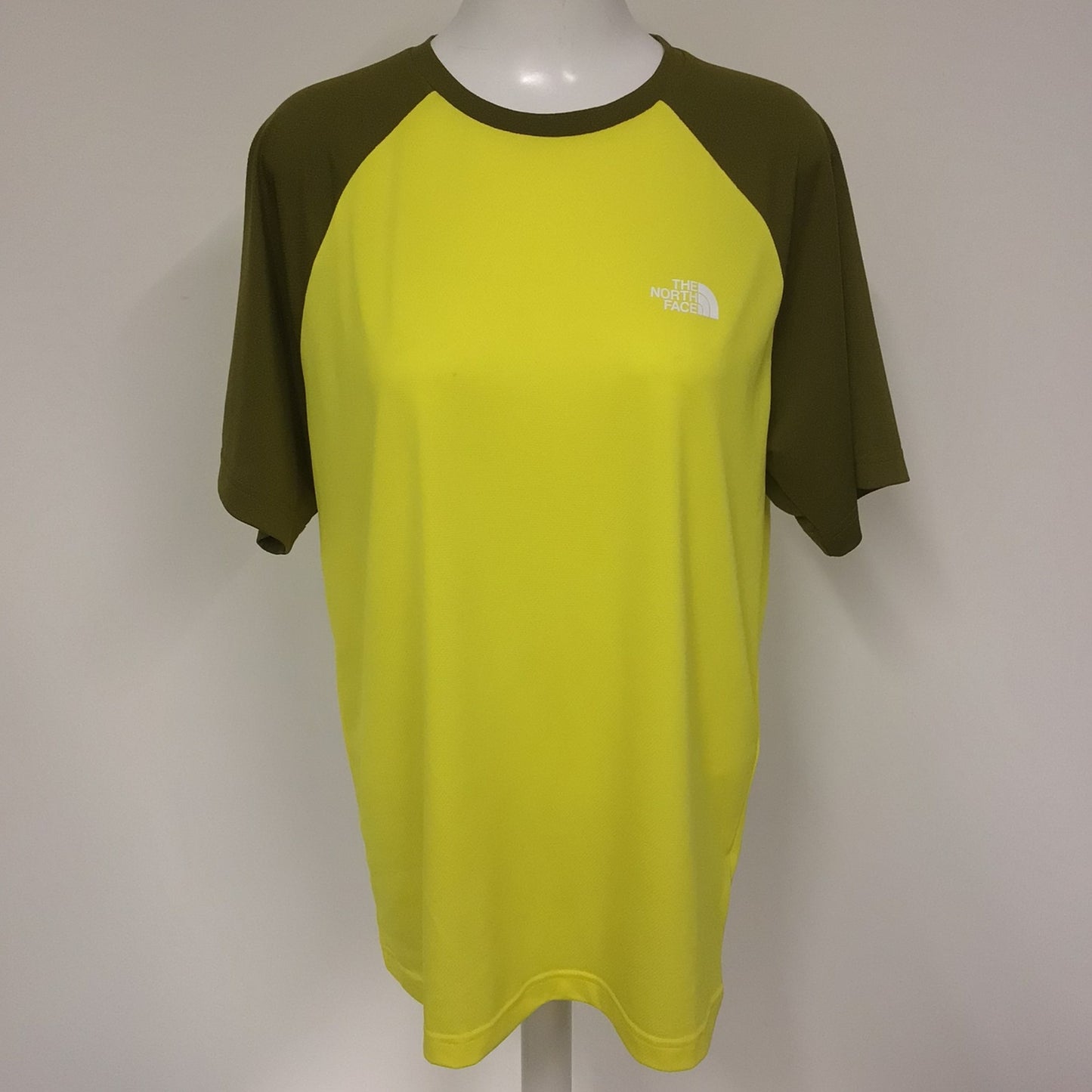 The North Face Yellow & Green Raglan Sports T Shirt Size L