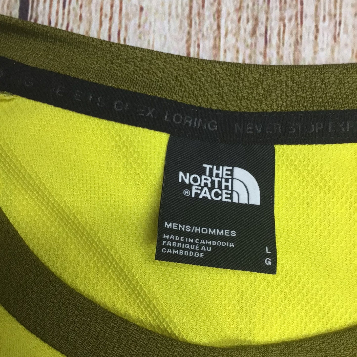 The North Face Yellow & Green Raglan Sports T Shirt Size L