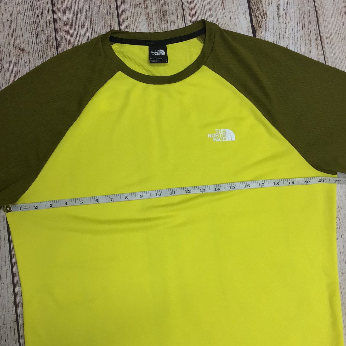 The North Face Yellow & Green Raglan Sports T Shirt Size L